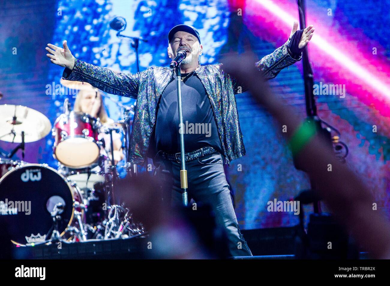 Vasco Rossi en concert à San Siro à Milan, Italie, le 01 juin 2019 Banque D'Images