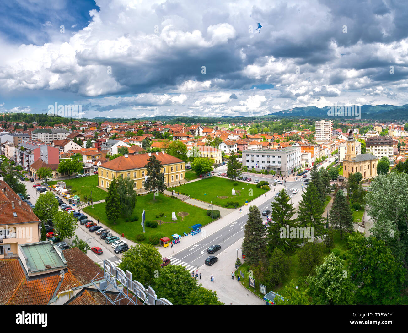 Panorama de la ville Milanovac Serbie, Banque D'Images