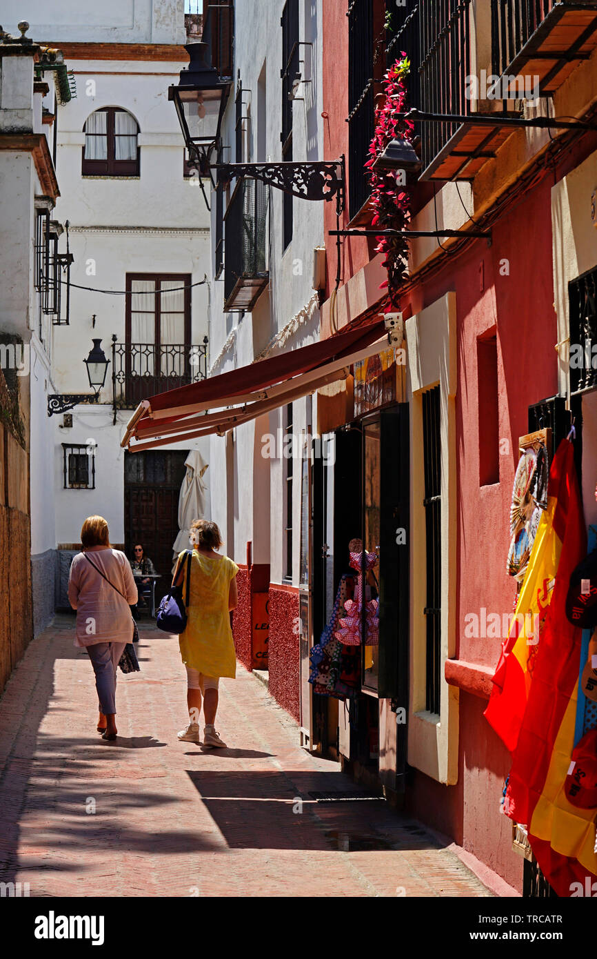 Ancienne scène de rue à Séville , Andalousie, Espagne, Europe Banque D'Images