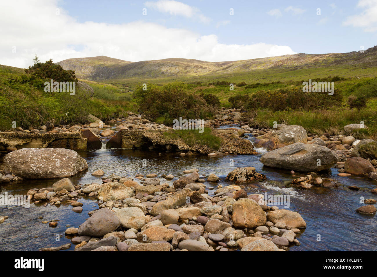 Rivière Mahon Mahon coupe son chemin à travers les roches de la vallée de montagnes Comeragh.le comté de Waterford, Irlande. Banque D'Images