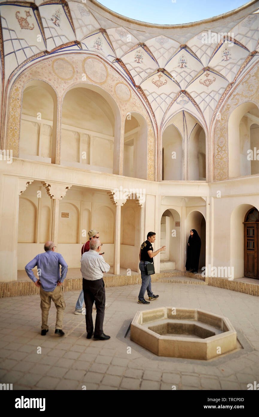 L'Tabatabaei au sein House, une maison historique à Kashan, Iran. Banque D'Images