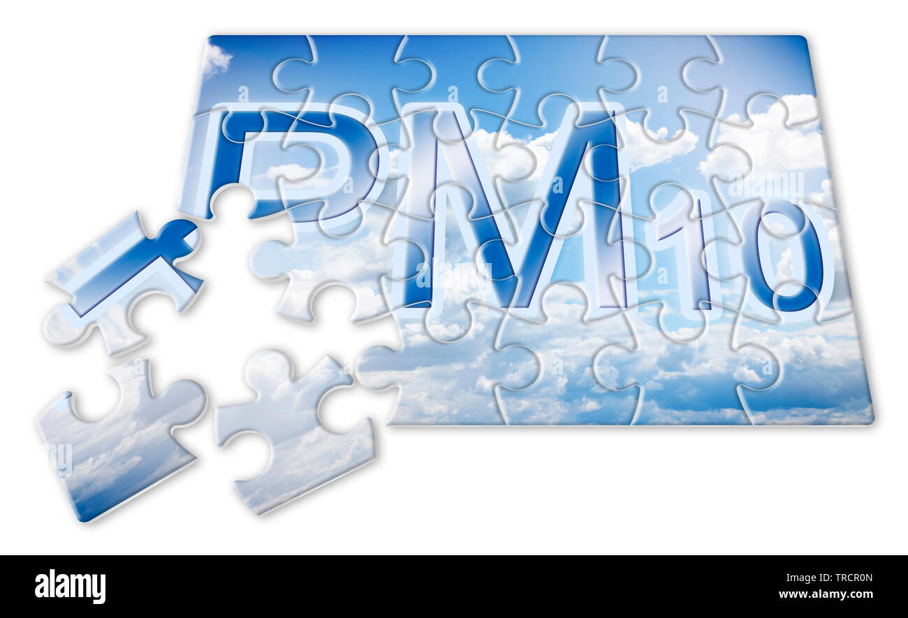 Réduction des particules (PM10) dans l'air - notion de droit en forme de puzzle Banque D'Images