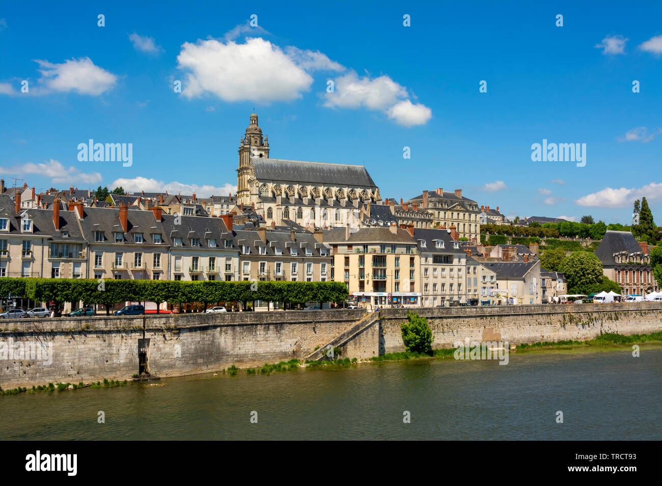 Ville de Blois Cathédrale Saint-Louis et sur la Loire, Blois, Loire-et-Cher, Center-Val de Loire, France, Europe Banque D'Images