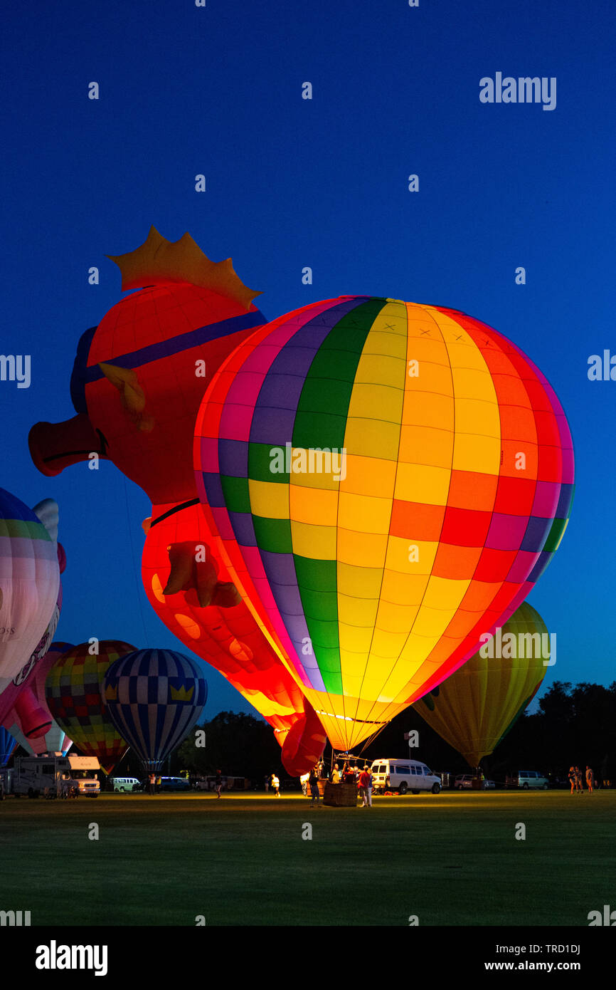 Balloon glow au Villages 2019 Polo Club Festival de Montgolfières Banque D'Images