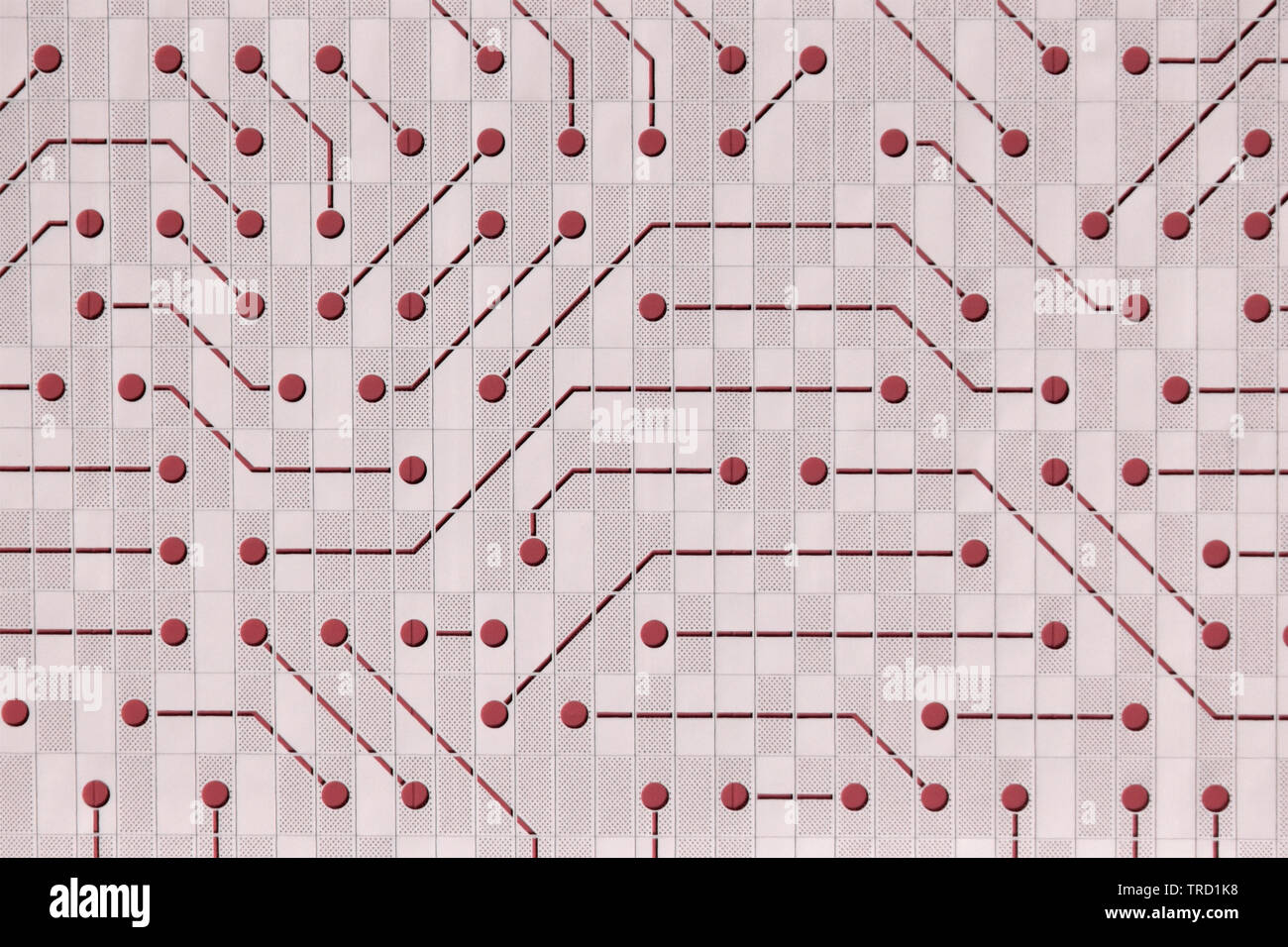 Manipulé couleur appliquée à l'article de la façade de l'immeuble moderne pour créer abstract background image motif de points rejoint à tirets interconnectés Banque D'Images