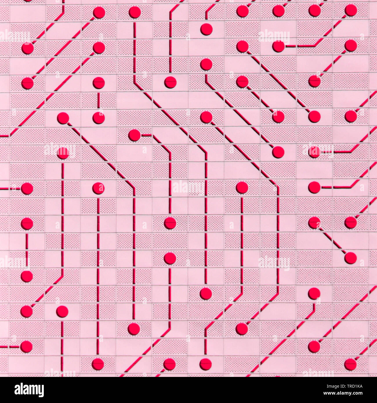 Manipulé couleur appliquée à l'article de la façade de l'immeuble moderne pour créer abstract background image motif de points rejoint à tirets interconnectés Banque D'Images