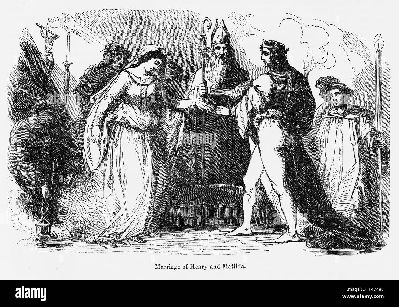 Le mariage d'Henry et Matilda, Illustration de John Cassell's Illustrated History of England, Vol. I à partir de la première période du règne de Édouard le quatrième, Cassell, Petter et Galpin, 1857 Banque D'Images