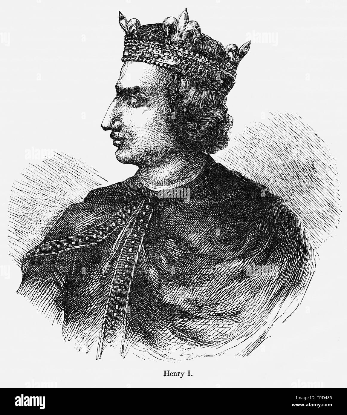 Henry J, Portrait de profil, Illustration de John Cassell's Illustrated History of England, Vol. I à partir de la première période du règne de Édouard le quatrième, Cassell, Petter et Galpin, 1857 Banque D'Images