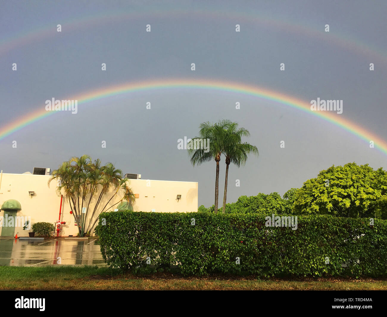 En arc-en-ciel après la tempête parfaite, grand arc-en-ciel et toutes les couleurs Définitions Banque D'Images