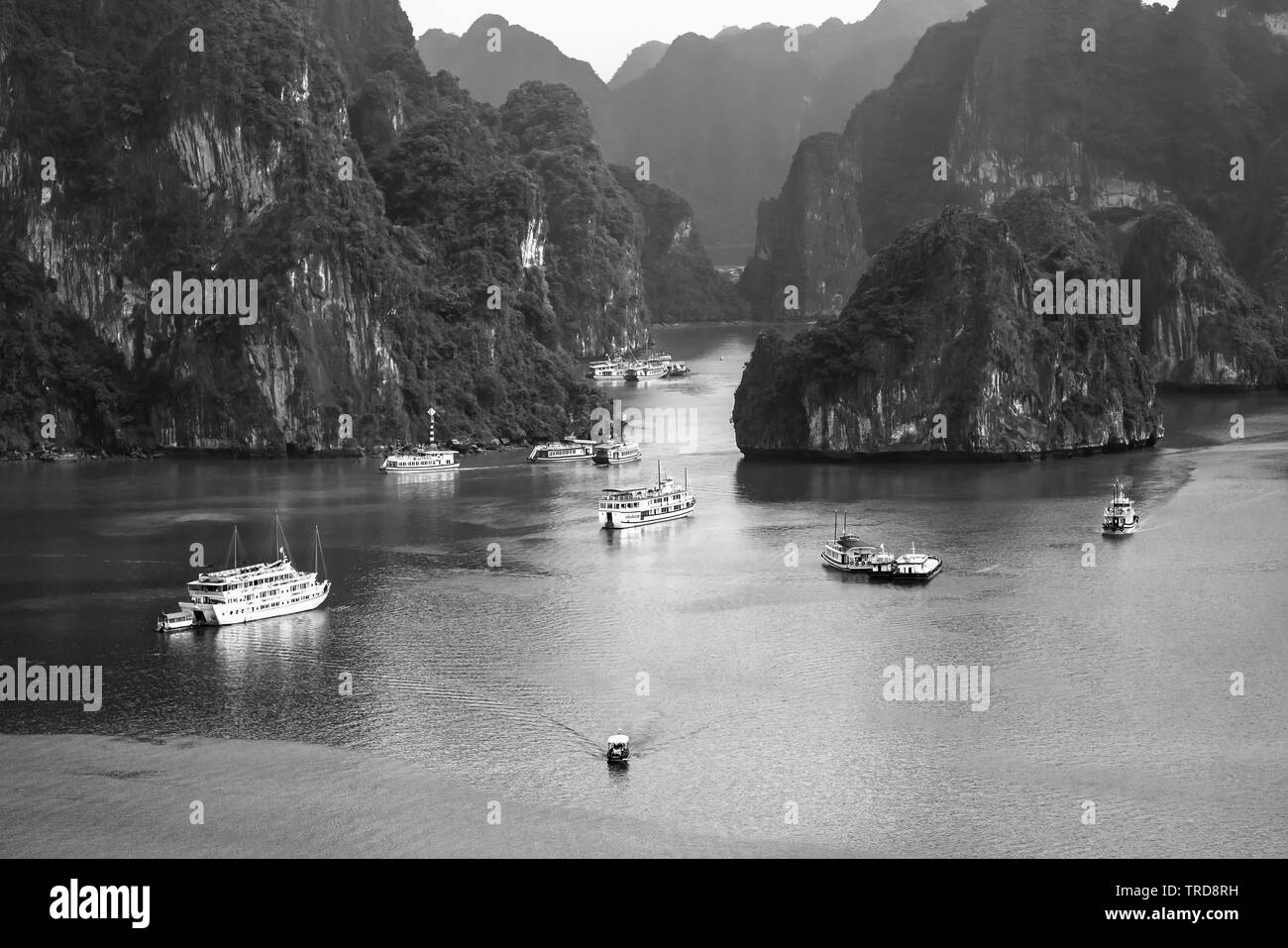 Belle vue sur la baie d'Halong, paysage de l'Île Ti Top adove. La baie d'Halong est l'UNESCO World Heritage Site, c'est une belle merveille de la nature Banque D'Images