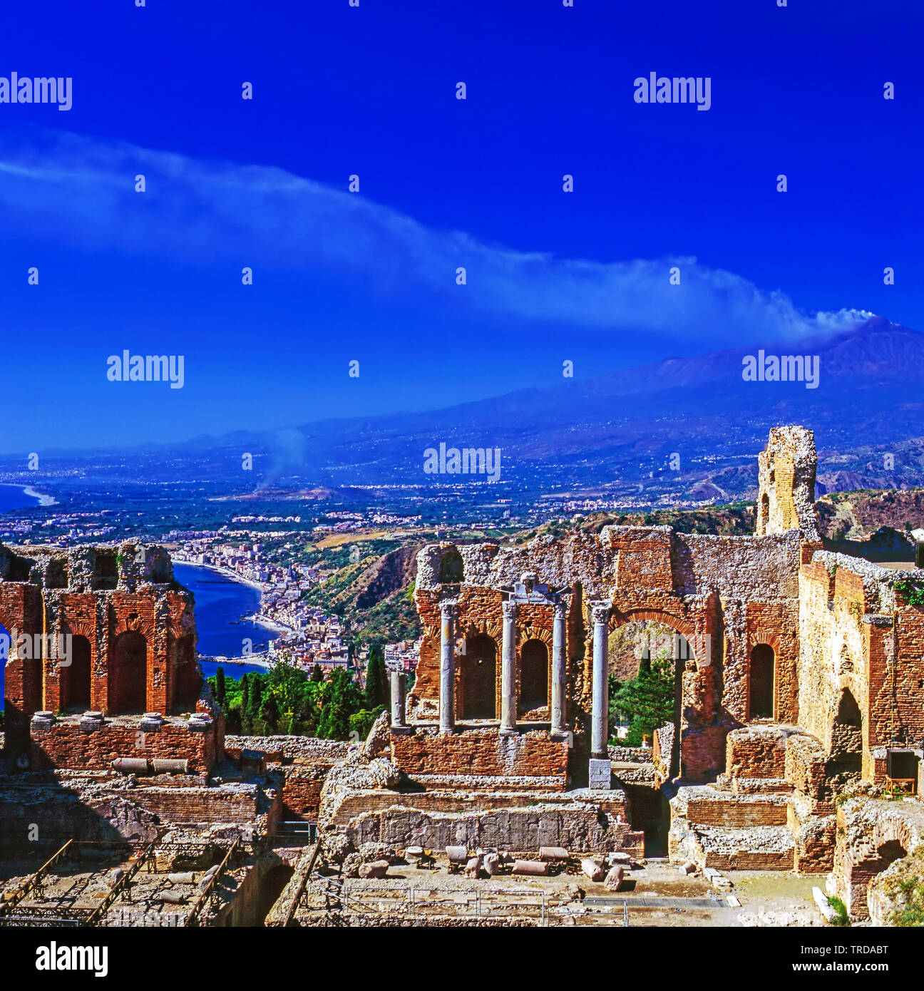 Théâtre grec de Taormina, Italie Banque D'Images