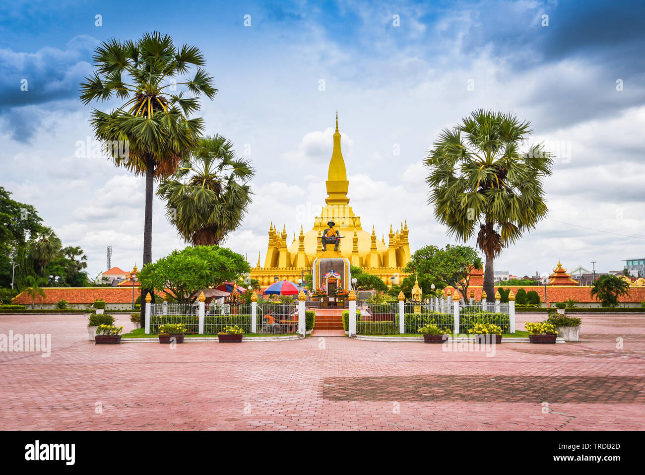 Vientiane Laos : Pha That Luang Temple / Golden Pagoda Vue du bouddhisme en Asie Banque D'Images
