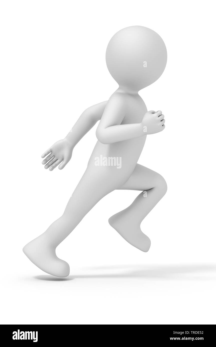 L'icône 3D'homme en blanc couleur de l'exécution de la motion ; against white background Banque D'Images