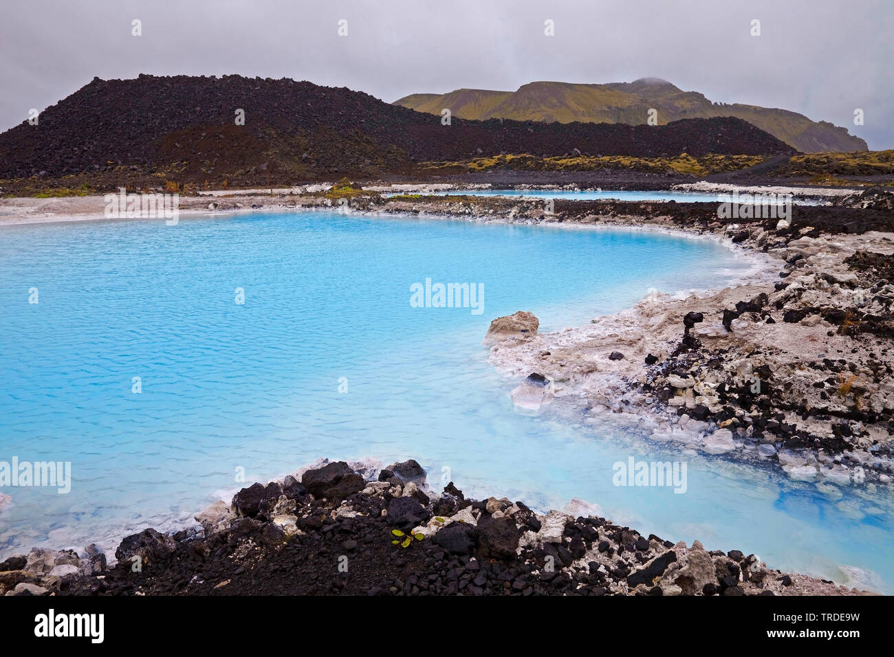 Lac de lave dans Illahraun près du Lagon Bleu , Islande, péninsule de Reykjanes Banque D'Images