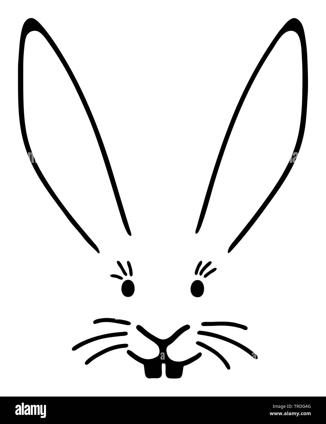 Carte de l'Ester - Lapin de Pâques illustré par des lignes noires sur fond blanc Banque D'Images