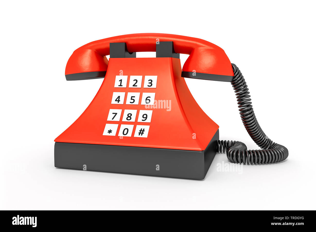 3D computer graphic, nostalgique, téléphone avec clavier en couleur rouge Banque D'Images 3D computer graphic, nostalgique, téléphone avec clavier en couleur rouge Banque D'Images