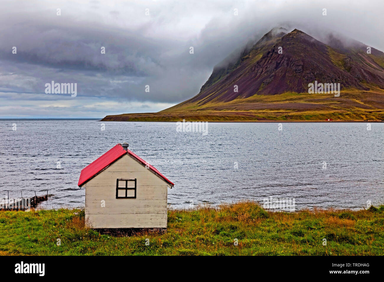Petite maison à l'Kolgrafafjoerdur, Islande, Glasgow Banque D'Images