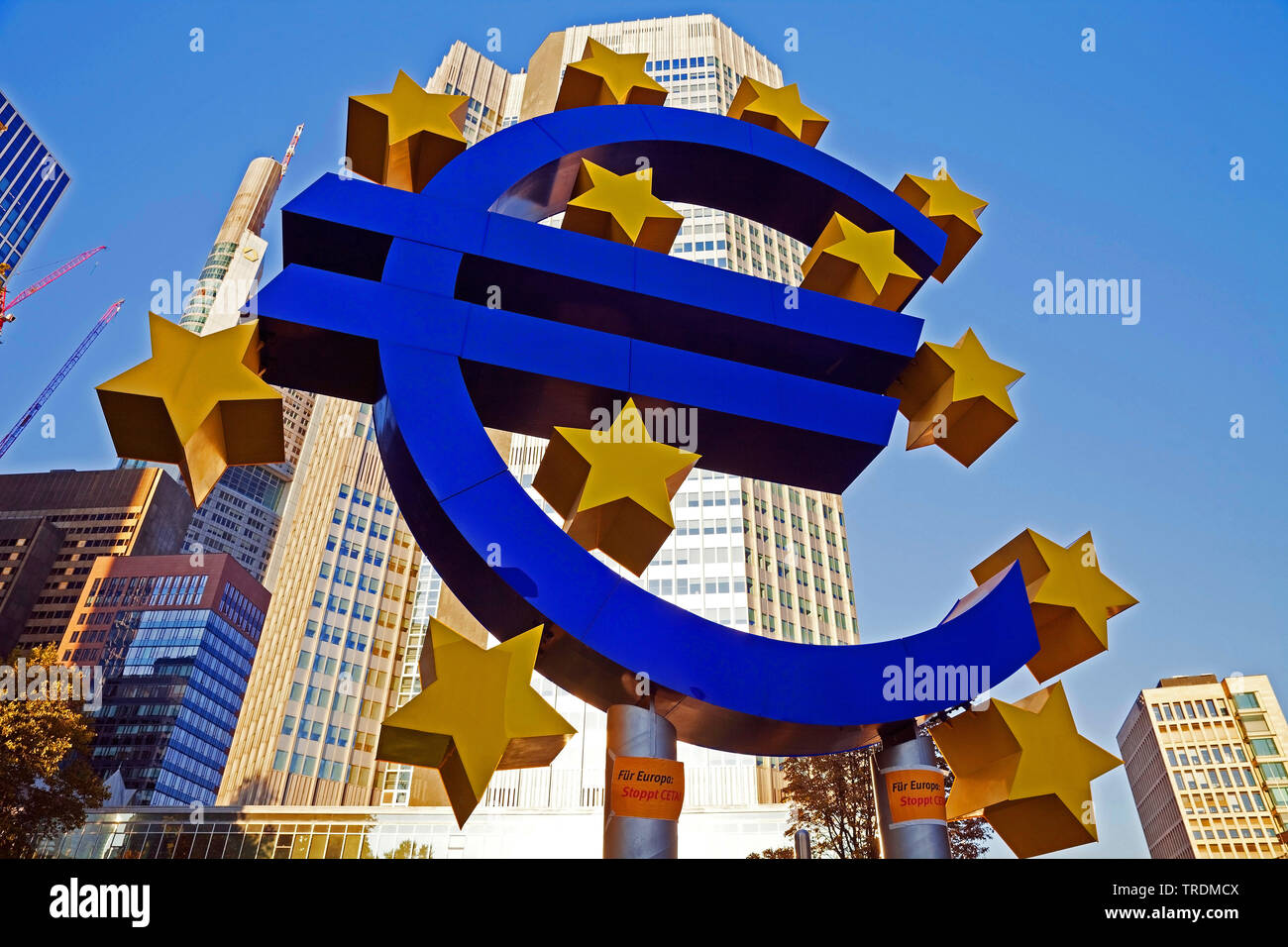 Euro sculpture de lumière, l'Allemagne, Hesse, Frankfurt am Main Banque D'Images