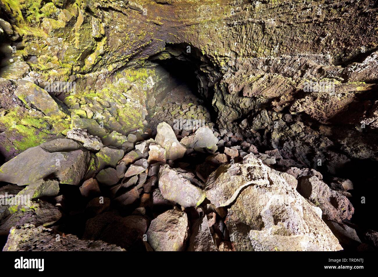 Grotte de lave Surtshellir au champ de lave de Hallmundarhraun, Islande, Hallmundarhraun Banque D'Images