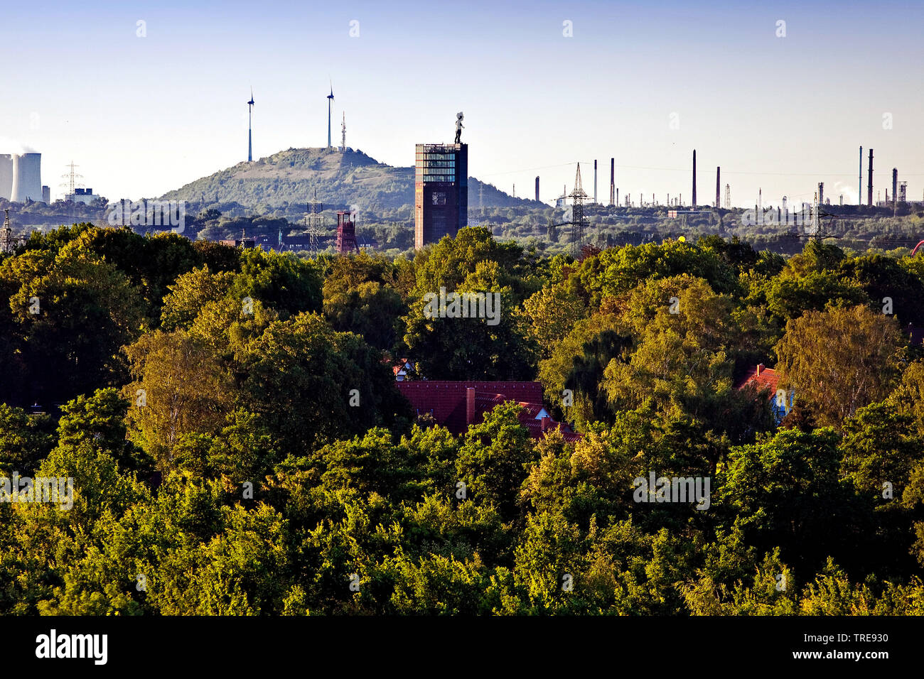 Vue sur le green de la Ruhr à Nordsternpark et la Scholven, Allemagne, Rhénanie du Nord-Westphalie, région de la Ruhr, Bochum Banque D'Images