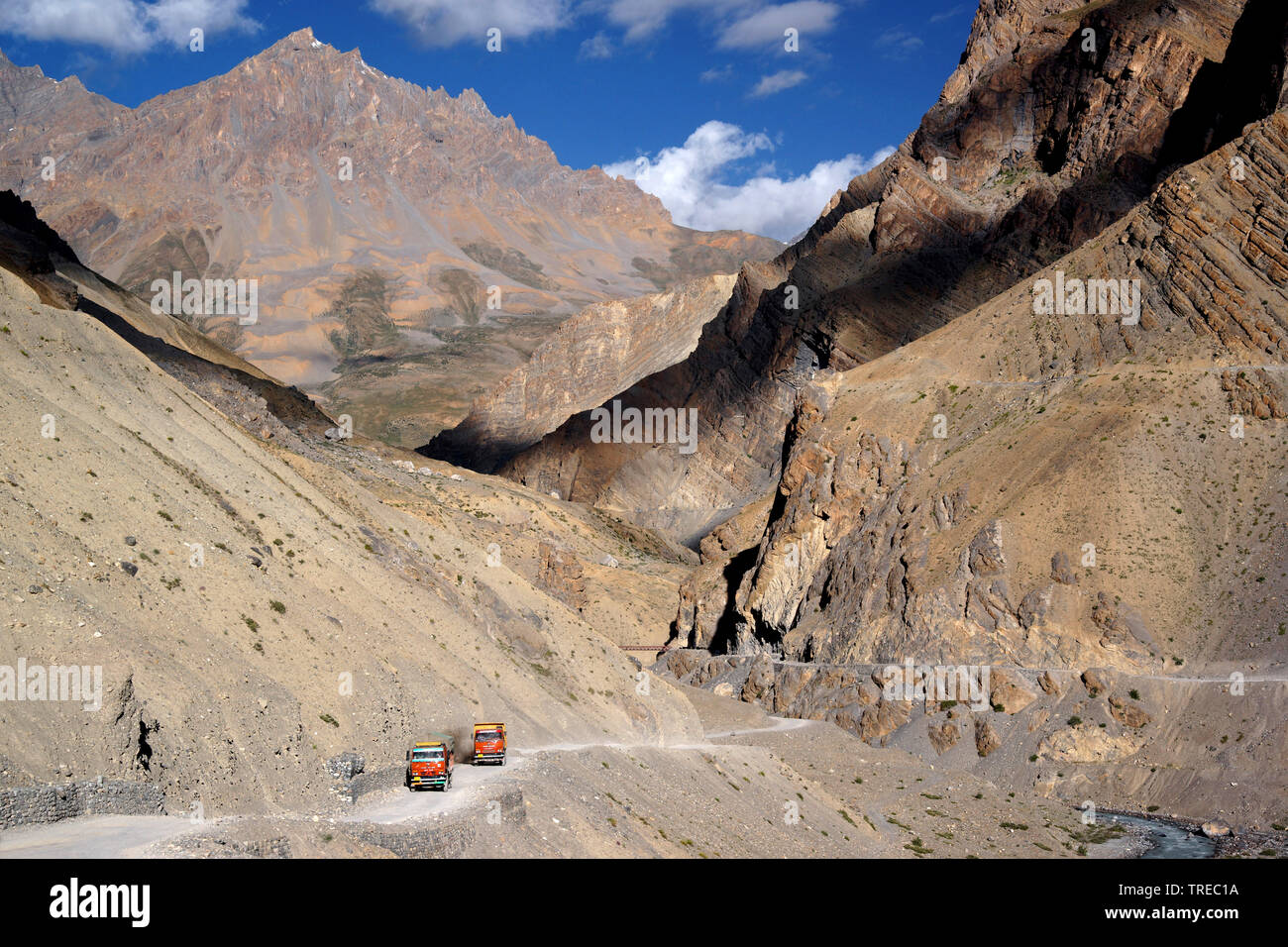 Route non revêtue de Spiti Lahaul, à l'Inde, le Spiti Lahaul, Banque D'Images