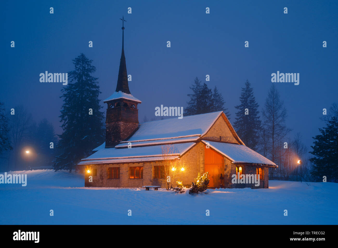 L'église catholique à Kandersteg, Suisse Banque D'Images