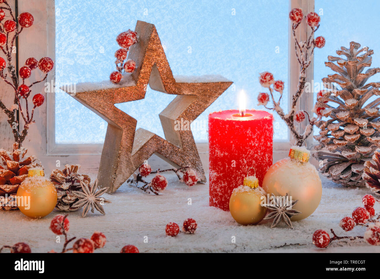 Décoration de Noël sur un rebord, Suisse Banque D'Images