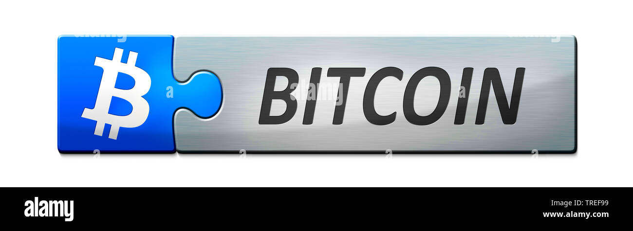 3D computer graphic, symbolisé bouton BITCOIN Banque D'Images