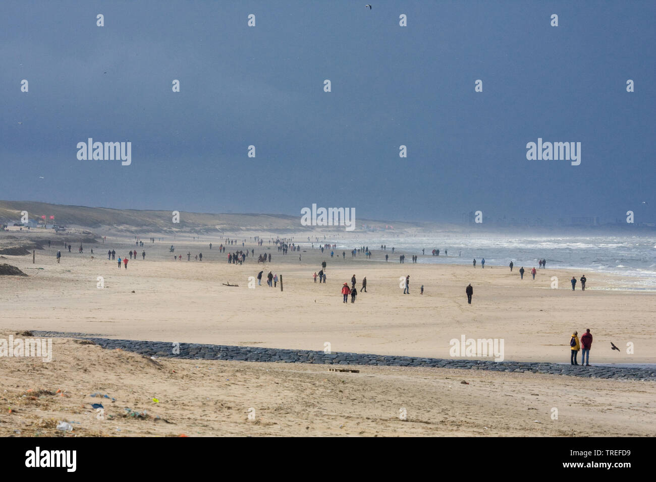 Les gens sur la plage de Katwijk, Pays-Bas, Katwijk Banque D'Images