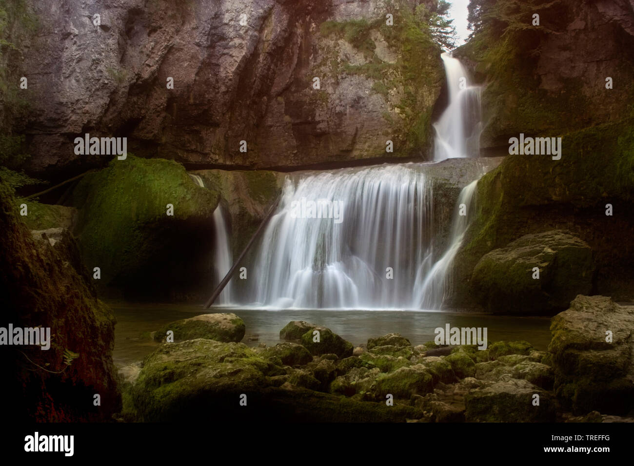 Cascade cascade de la Billaude, France, Bourgogne-Franche-ComtÚ, Jura, Vaudioux Banque D'Images