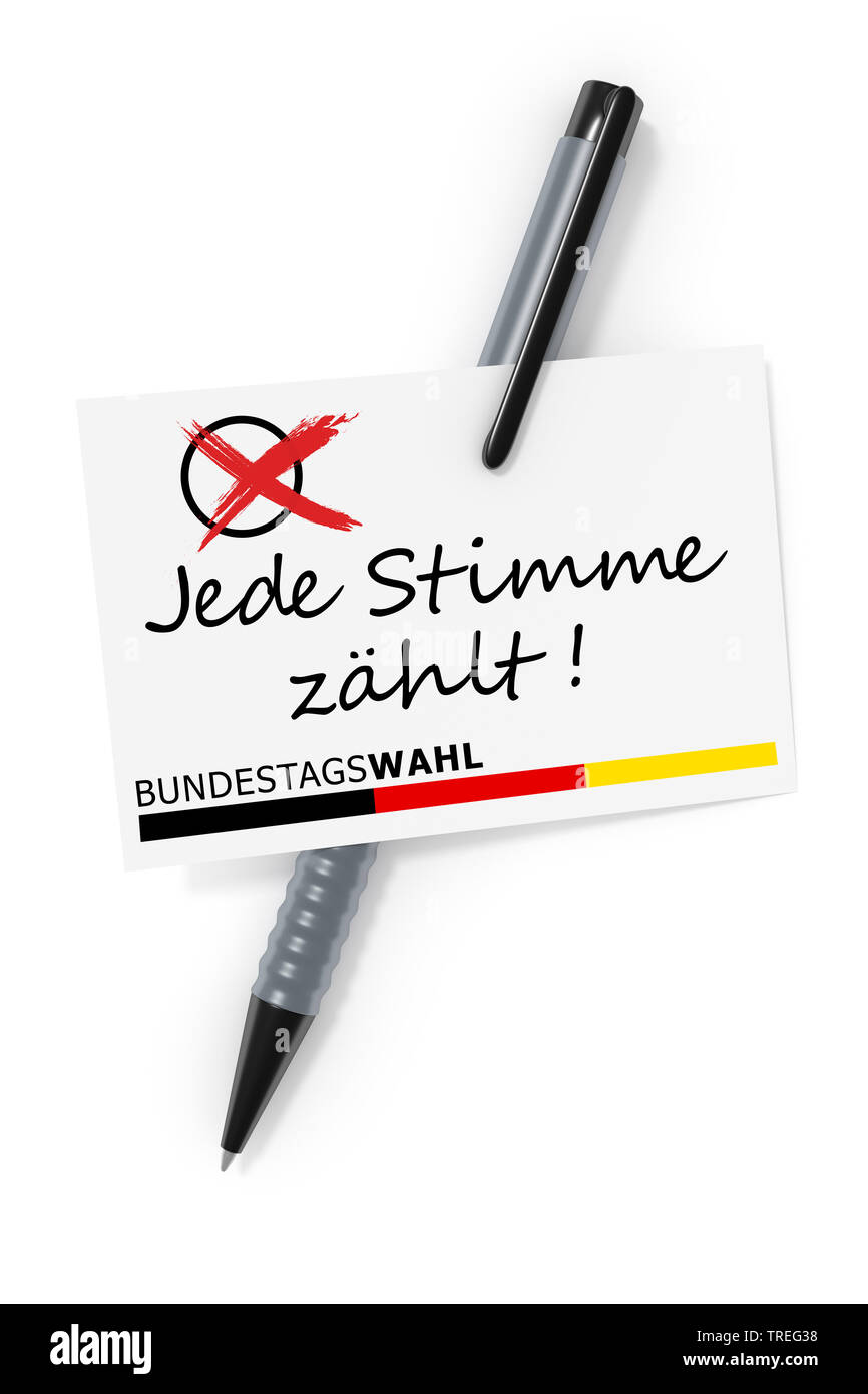 Appel à voter pour les élections générales de l'Allemagne JEDE STIMME (ZAEHLT lettrage chaque vote compte) Banque D'Images