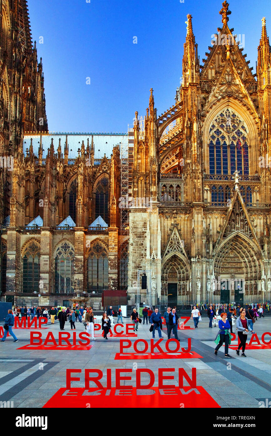 La cathédrale de Cologne, 2018 pèlerinage en souvenir de la fin de la Première Guerre mondiale, l'Allemagne, en Rhénanie du Nord-Westphalie, Cologne Banque D'Images
