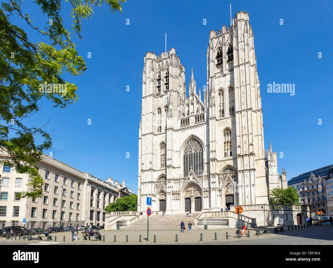 Bruxelles cathédrale de St Michel et St Gudule Cathédrale, Bruxelles, Belgique, Union européenne, Europe Banque D'Images