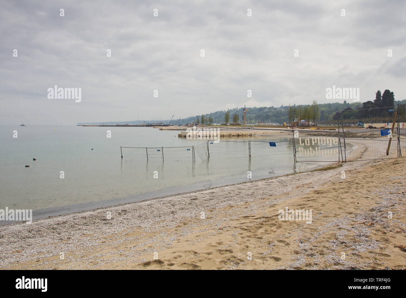 La Plage Publique des Eaux-Vives - Construction d'une nouvelle plage publique de Genève (2019) Banque D'Images