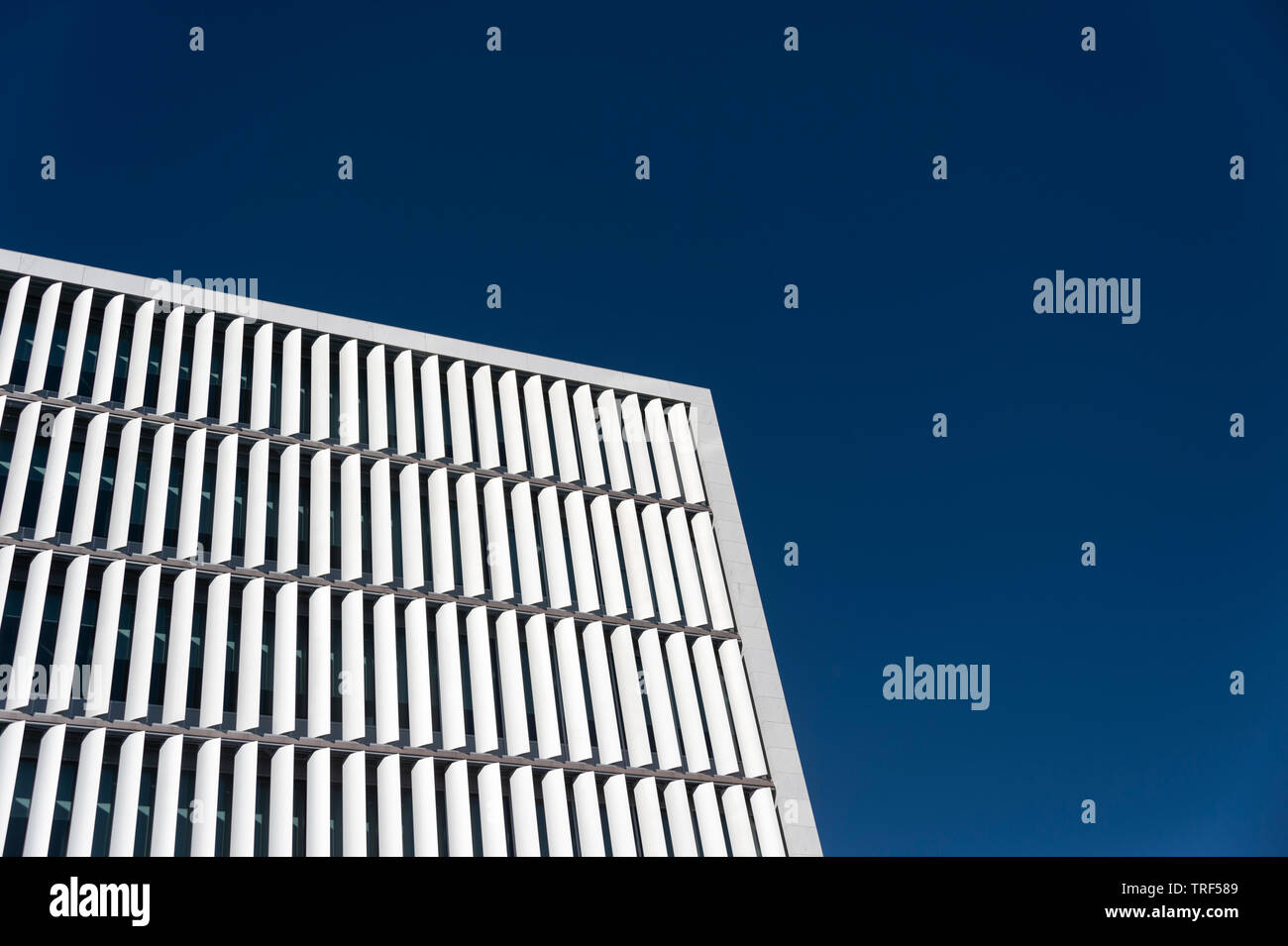 Immeuble de bureaux modernes avec volets vertical à l'écran le soleil Banque D'Images