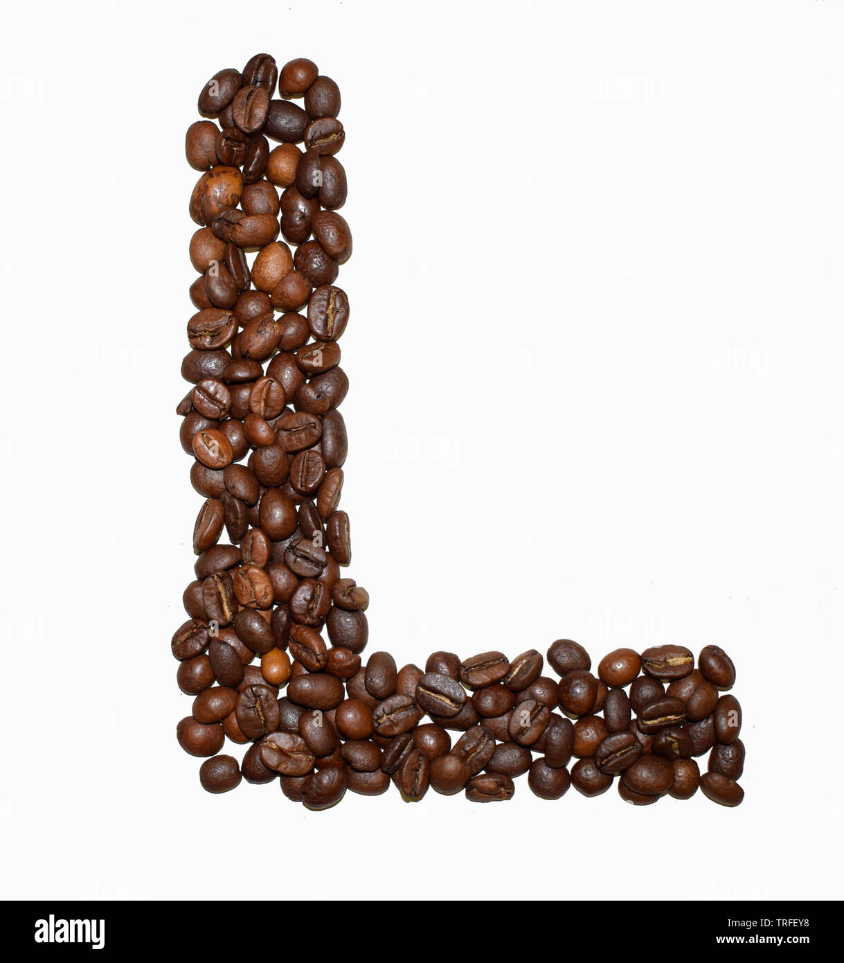 Café Anglais Alphabet isolé sur blanc. Grains de café torréfié.  ?Offee - lettre G Banque D'Images