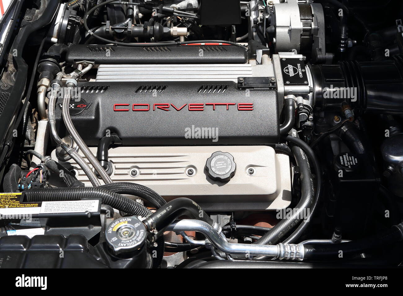 Un moteur de Corvette dans une voiture bien restauré à Boulder City, Nevada, UK Banque D'Images