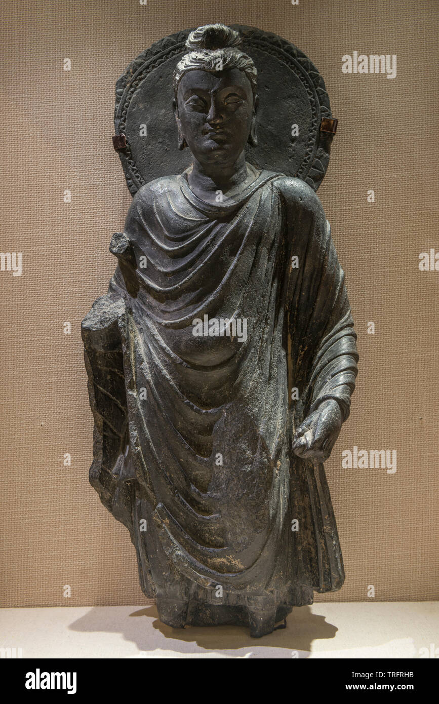 Statue de Bouddha en pierre. 2ème-3ème siècle. National Museum, New Delhi, Inde Banque D'Images