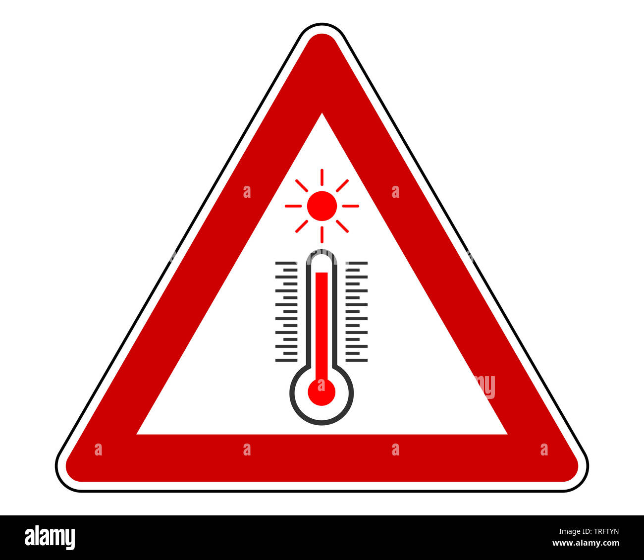 Panneau d'avertissement de trafic blanc sur la chaleur Banque D'Images
