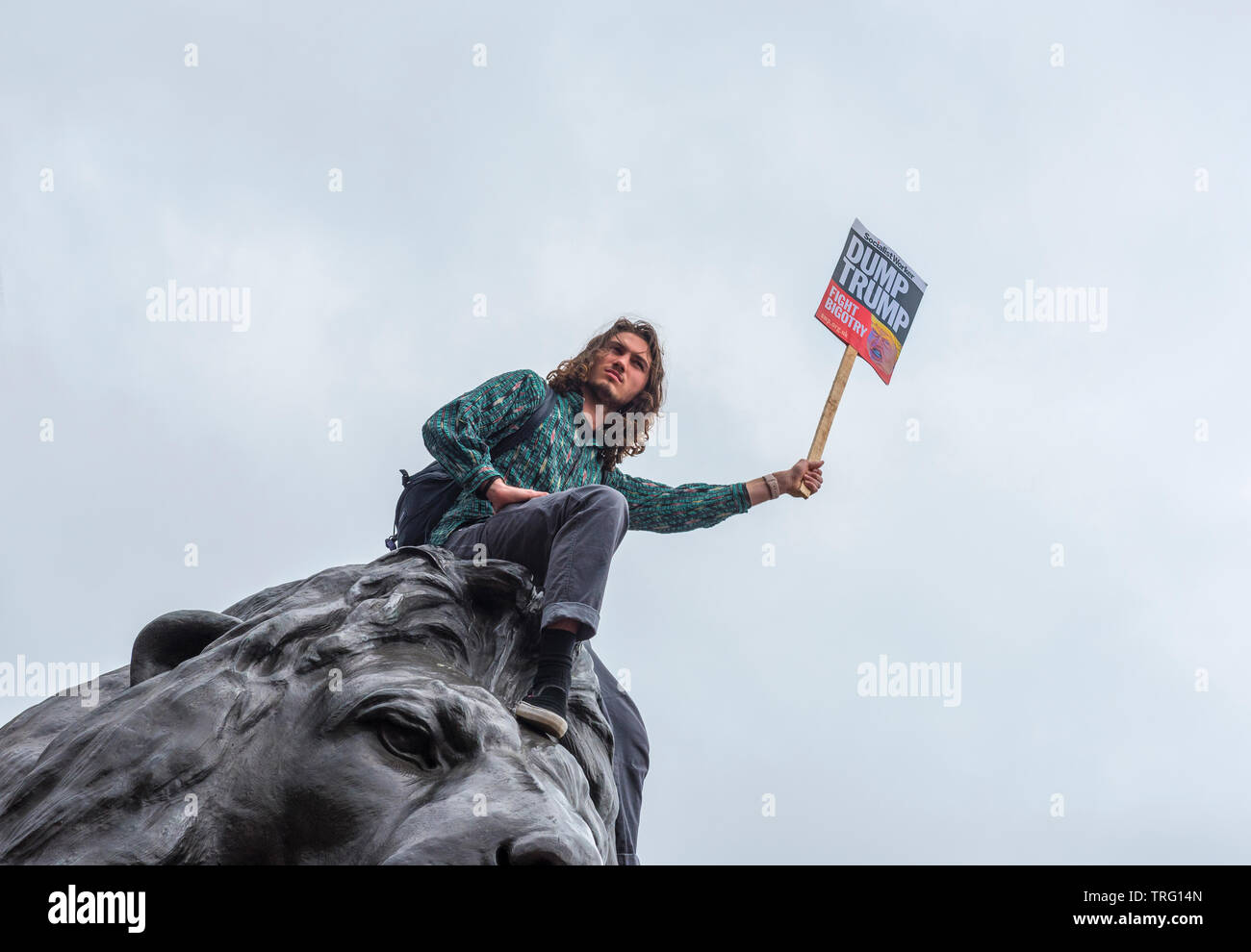 Les manifestants d'atout à Trafalgar Square Londres pendant Président Trump visite d'État, Juin 2019 Banque D'Images