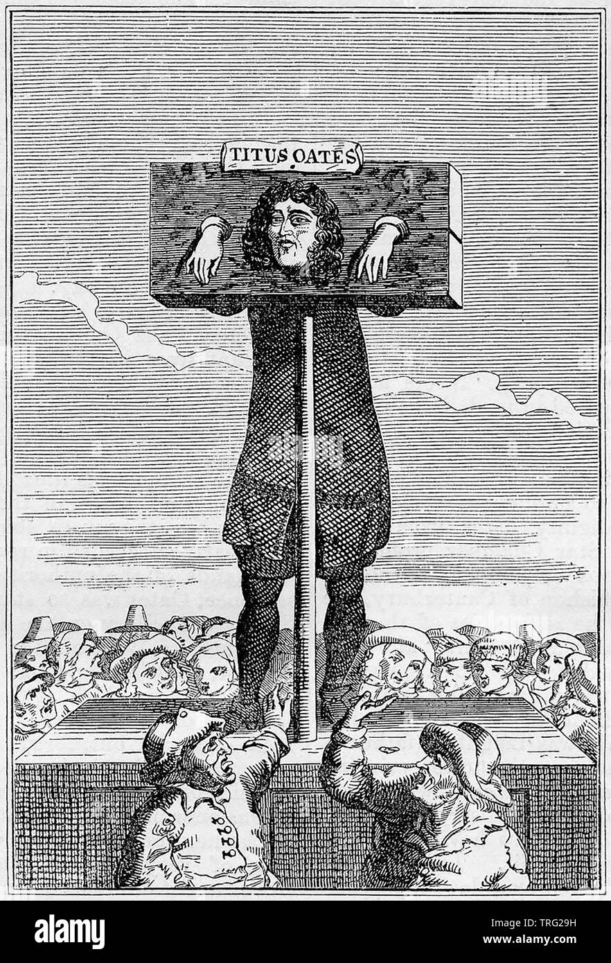 TITUS OATES (1649-1705) Anglais militant anti-catholique mis au pilori en 1685 Banque D'Images