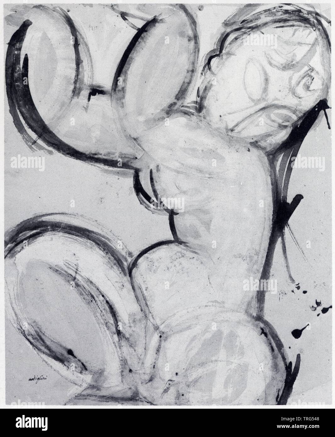 AMEDEO MODIGLIANI.CARIATIDE.1913-1914.Gouache et encre sur papier brun Banque D'Images