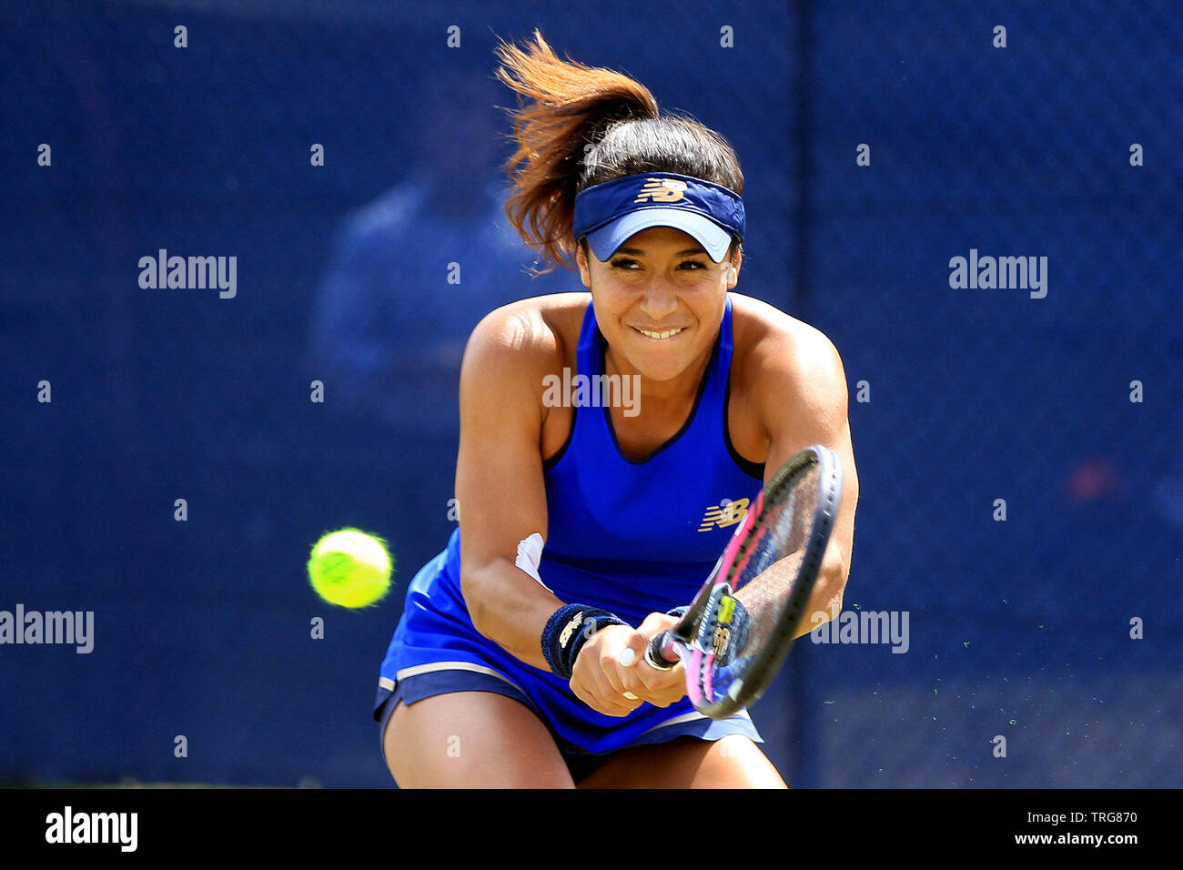 Surbiton, Royaume-Uni. Le 05 juin, 2019. Heather Watson de Grande-bretagne en action contre Evgeniya Rodina de la Russie dans le simple féminin. Tennis 2019 Trophée Surbiton, jour 3 à l'Surbiton Racket & Fitness Club de Surrey le mercredi 5 juin 2019. Ce droit ne peut être utilisé qu'à des fins rédactionnelles. Utilisez uniquement rédactionnel, pic par Steffan Bowen/Andrew Orchard la photographie de sport/Alamy live news Crédit : Andrew Orchard la photographie de sport/Alamy Live News Banque D'Images