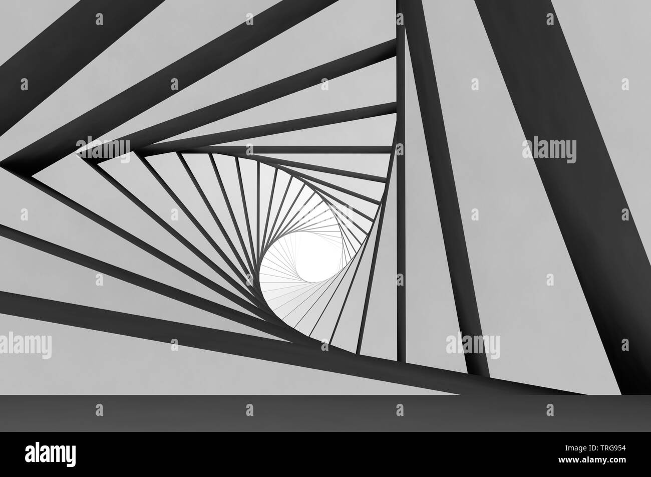 Abstract spiral tunnel noir blanc arrière-plan. Illustration 3D render Banque D'Images