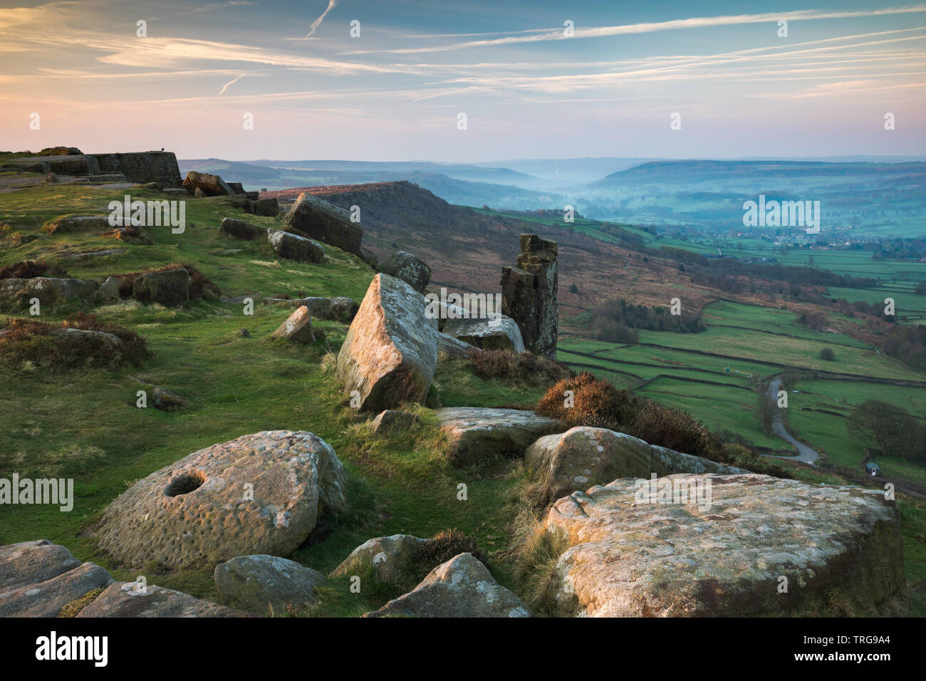 Curbar Edge, parc national de Peak District, Derbyshire, Angleterre, RU Banque D'Images