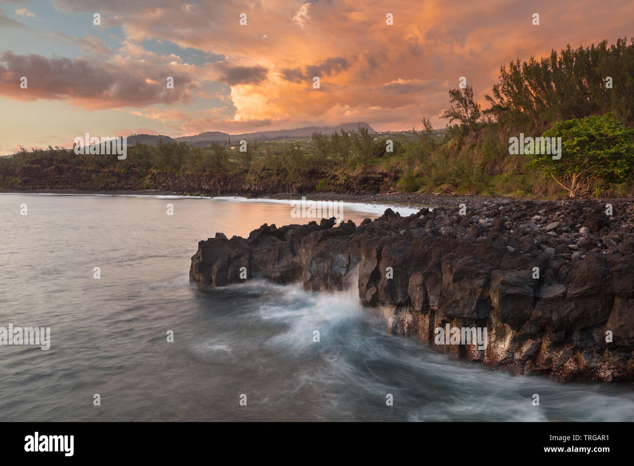 Pointe de Langevin, point le plus au sud de l'Union européenne, Réunion, France Banque D'Images