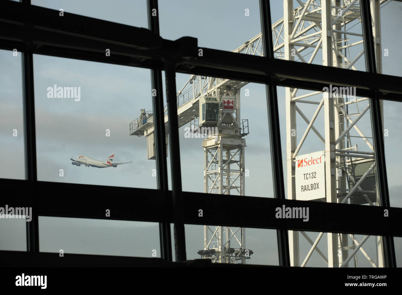 Londres Heathrow Terminal 5 En construction Banque D'Images