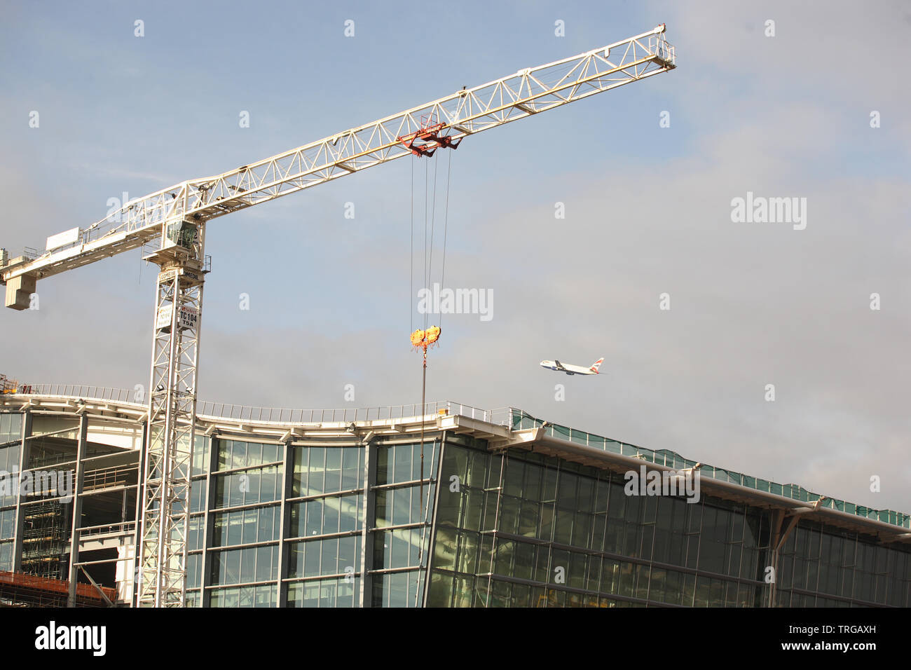 Londres Heathrow Terminal 5 En construction Banque D'Images