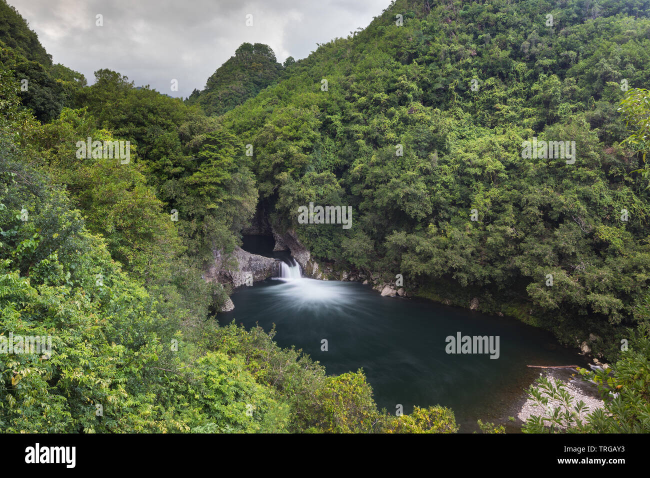 Bassin la mer sur la rivière des roches, l'île de la Réunion, France Banque D'Images