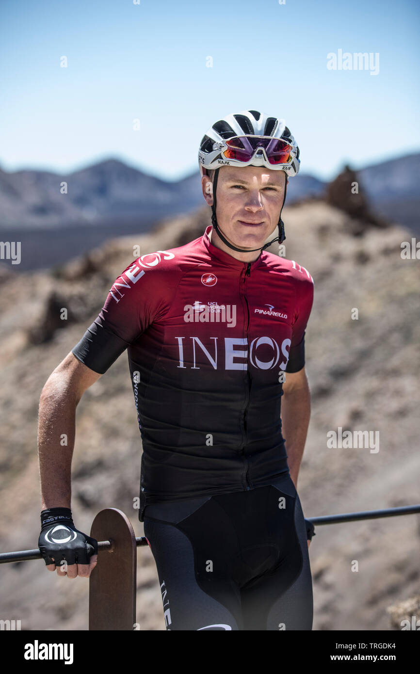 Chris Froome, INEOS équipe cycliste au camp d'entraînement d'altitude du mont Teide, Tenerife, Espagne Banque D'Images